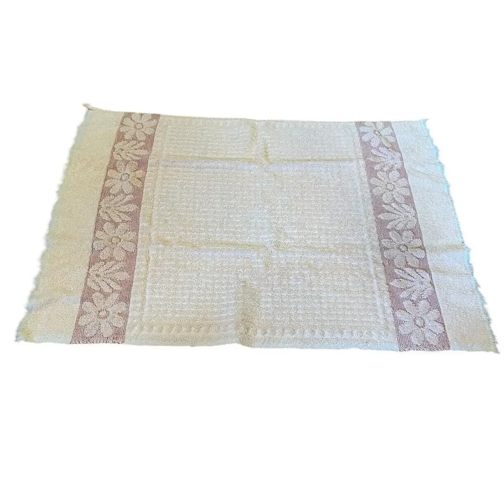 VTG Dundee Sculpted Flowers & Fringe Cotton Towels Set 2 Bath 2 Hand 1 Washcloth
